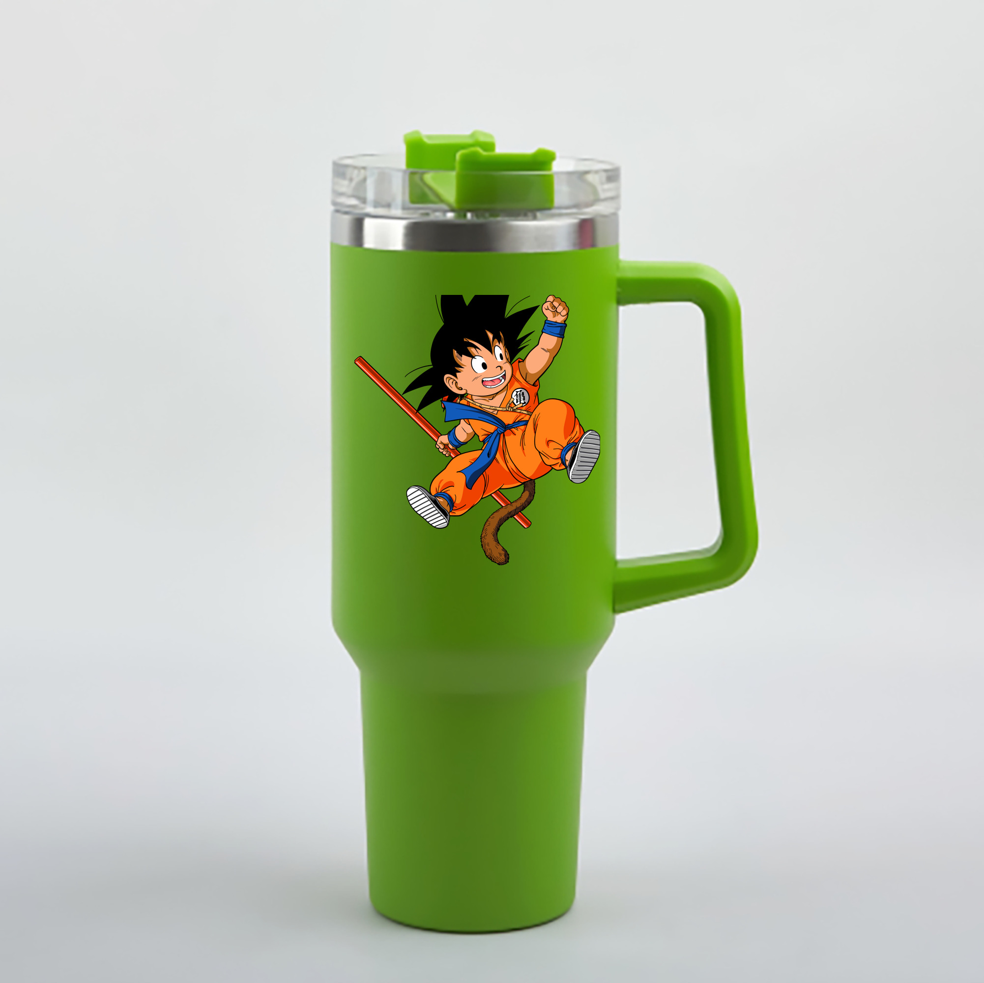 （画像用） ドラゴンボール 孫悟空（そん ごくう）Son Goku カカロット DRAGON BALL Kakarotto 1200mL車用タンブラー - クリスタルステッカー（プラスチックストロー付き）